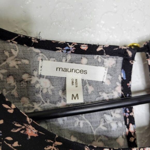 Maurices Floral Navy Blue Flutter Short Sleeve Ruffle Mini Dress Size Medium - Picture 4 of 9